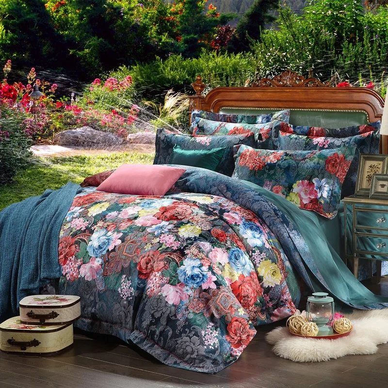 Blue Flower 100% Cotton jacquard floral Luxury Royal Bedding Set King Queen Wedding Bed Sheet set Duvet cover Pillowcases 4pcs
Blue Flower 100% Cotton jacquard floral Luxury Royal Bedding Set King Queen Wedding Bed Sheet set Duvet cover Pillowcases 4pcs