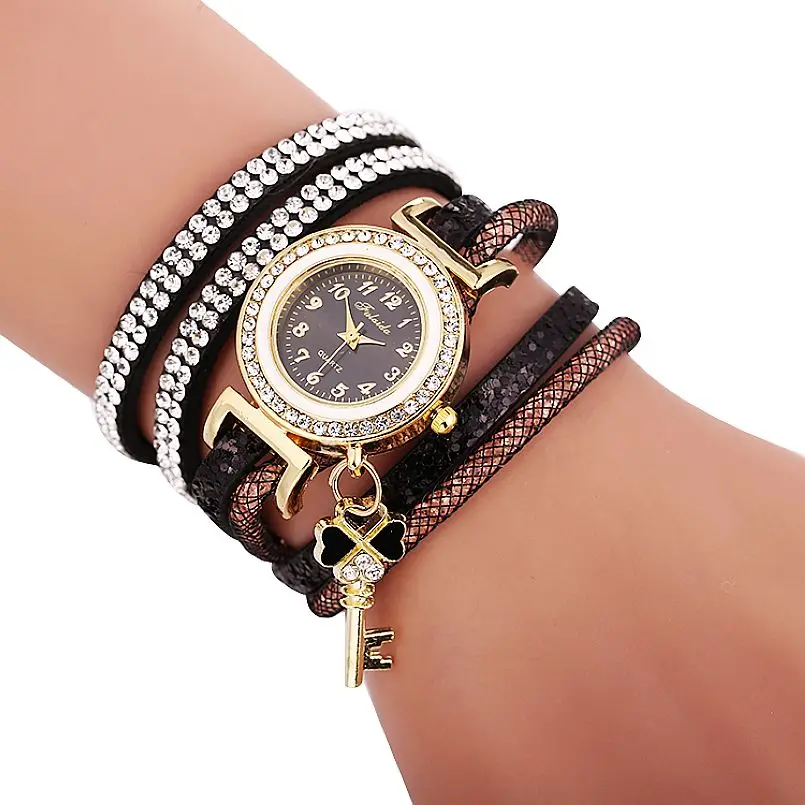 hot national style leather watch wrap around elegance wristwatch for women wholesale clock long strap watches | Наручные часы