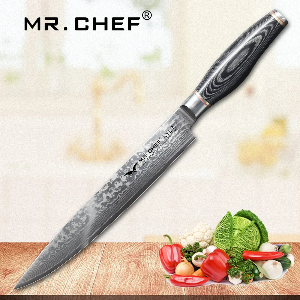 Japanese 8 Inch Damascus Steel Slicing Knife Sushi Knife High Carbon Professional VG10 Cleaver Kitchen Cutlery Gyuto Knives
Japanese 8 Inch Damascus Steel Slicing Knife Sushi Knife High Carbon Professional VG10 Cleaver Kitchen Cutlery Gyuto Knives