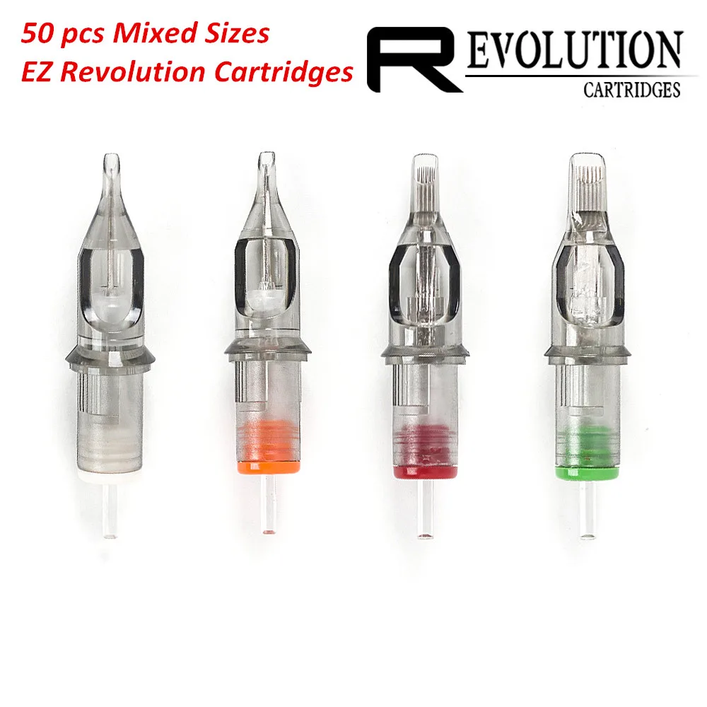 50 Pcs Assorted Sizes EZ Revolution Cartridge Tattoo Needles RL RS M1 CM Liner Shader for Rotary Machine & Grips
50 Pcs Assorted Sizes EZ Revolution Cartridge Tattoo Needles RL RS M1 CM Liner Shader for Rotary Machine & Grips