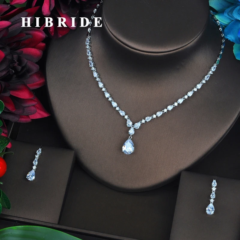 HIBRIDE Brilliant Water Drop Shape Cubic Zirconia Women Bridal Jewelry Sets Necklace Set Wedding Dress Accessories Gifts N-441
HIBRIDE Brilliant Water Drop Shape Cubic Zirconia Women Bridal Jewelry Sets Necklace Set Wedding Dress Accessories Gifts N-441