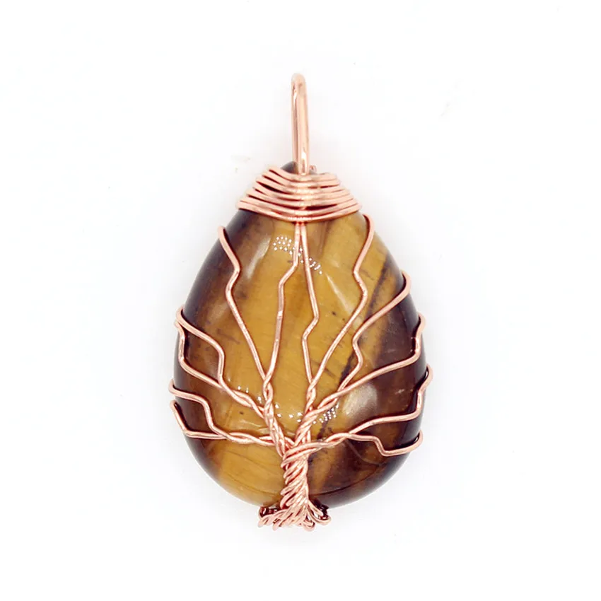 Trendy-beads Popular Rose Gold Color Wire Wrap Tree of Life Water Drop Pendant Natural Tiger Eye Stone Jewelry
Trendy-beads Popular Rose Gold Color Wire Wrap Tree of Life Water Drop Pendant Natural Tiger Eye Stone Jewelry