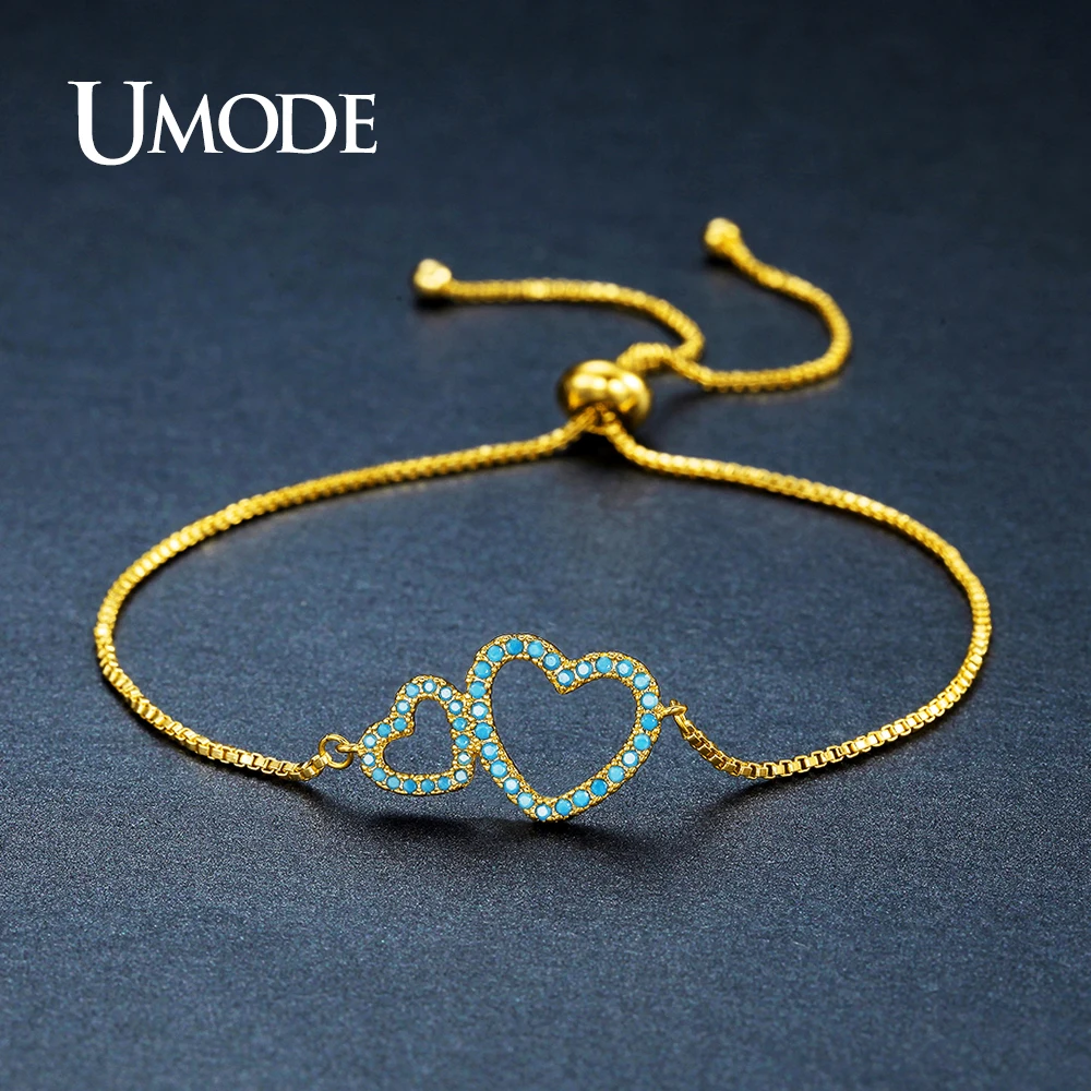 UMODE Brand Double Heart Blue Austrian Rhinestone Crystal Bracelets for Women Gold Color Jewelry Fashion Party Love Gifts UB0105
UMODE Brand Double Heart Blue Austrian Rhinestone Crystal Bracelets for Women Gold Color Jewelry Fashion Party Love Gifts UB0105