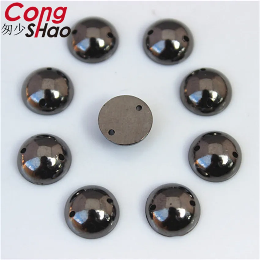 Cong Shao 100 шт. 10 мм черные камни и кристаллы акриловые круглые стразы с плоской
