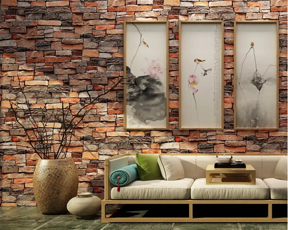 Рельефные обои Beibehang в стиле ретро кирпичная стена современные