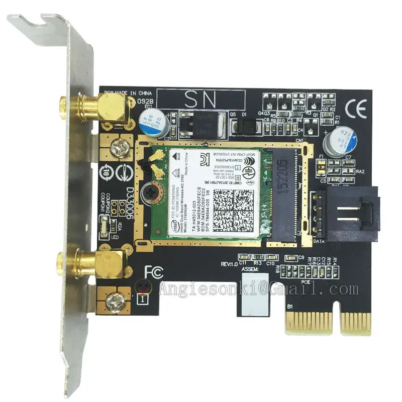 M.2/NGFF Wireless Card To PCI-e 1X Desktop WIFI WLAN CARD Bracket for Intel 8260ac 7265ac 7260NGW 3160NGW Broadcom BCM4352Z
M.2/NGFF Wireless Card To PCI-e 1X Desktop WIFI WLAN CARD Bracket for Intel 8260ac 7265ac 7260NGW 3160NGW Broadcom BCM4352Z