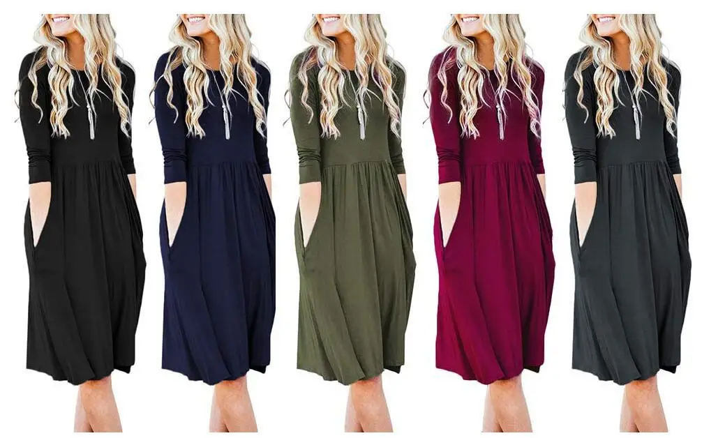 European style casual loose solid women dress 2018 autumn long sleeve o-neck comfortable casual female dresses plus size
European style casual loose solid women dress 2018 autumn long sleeve o-neck comfortable casual female dresses plus size