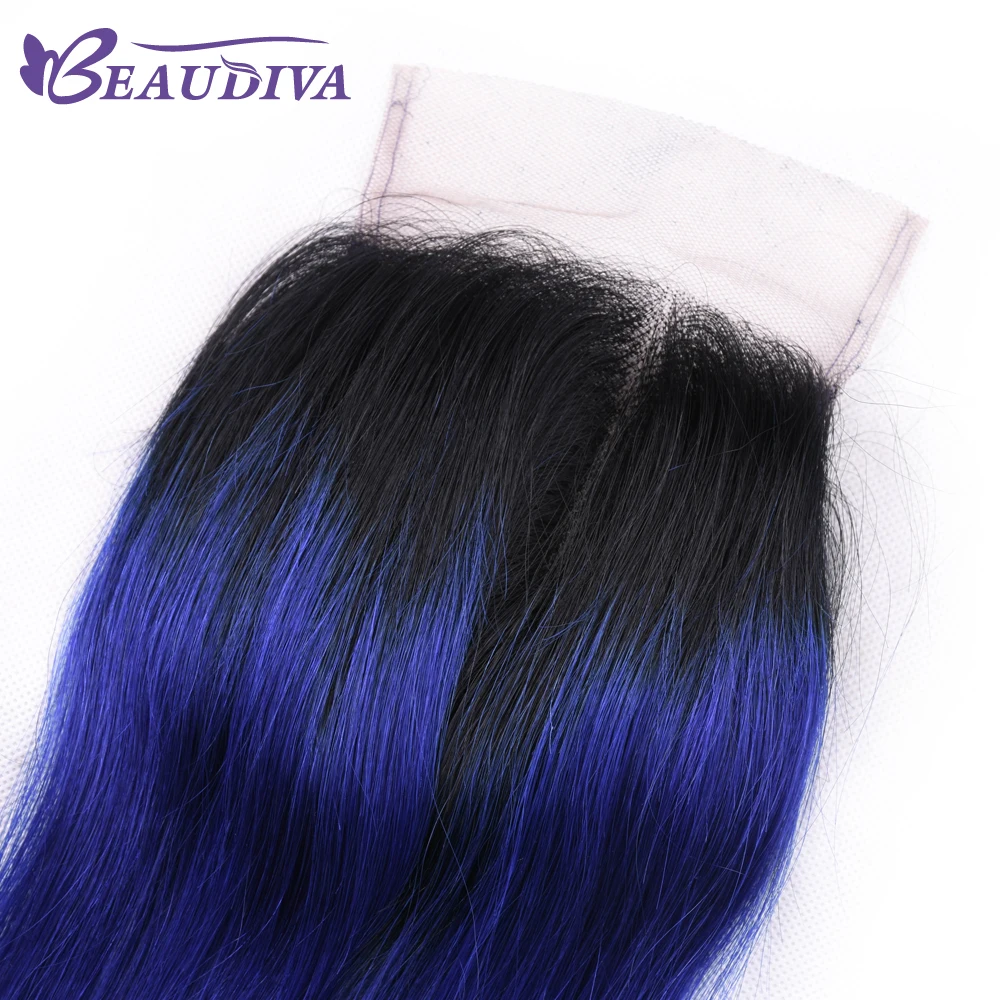 Beaudiva для продажи TB/Blue бразильские прямые волосы 3 пучка с закрытием пучки шнурка