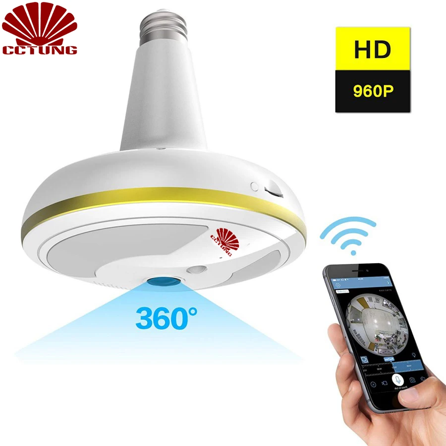Wireless WiFi Security Camera Light Bulb Home Security System 360 Degree with Motion Detection Night Vision for IOS Android APP
Wireless WiFi Security Camera Light Bulb Home Security System 360 Degree with Motion Detection Night Vision for IOS Android APP