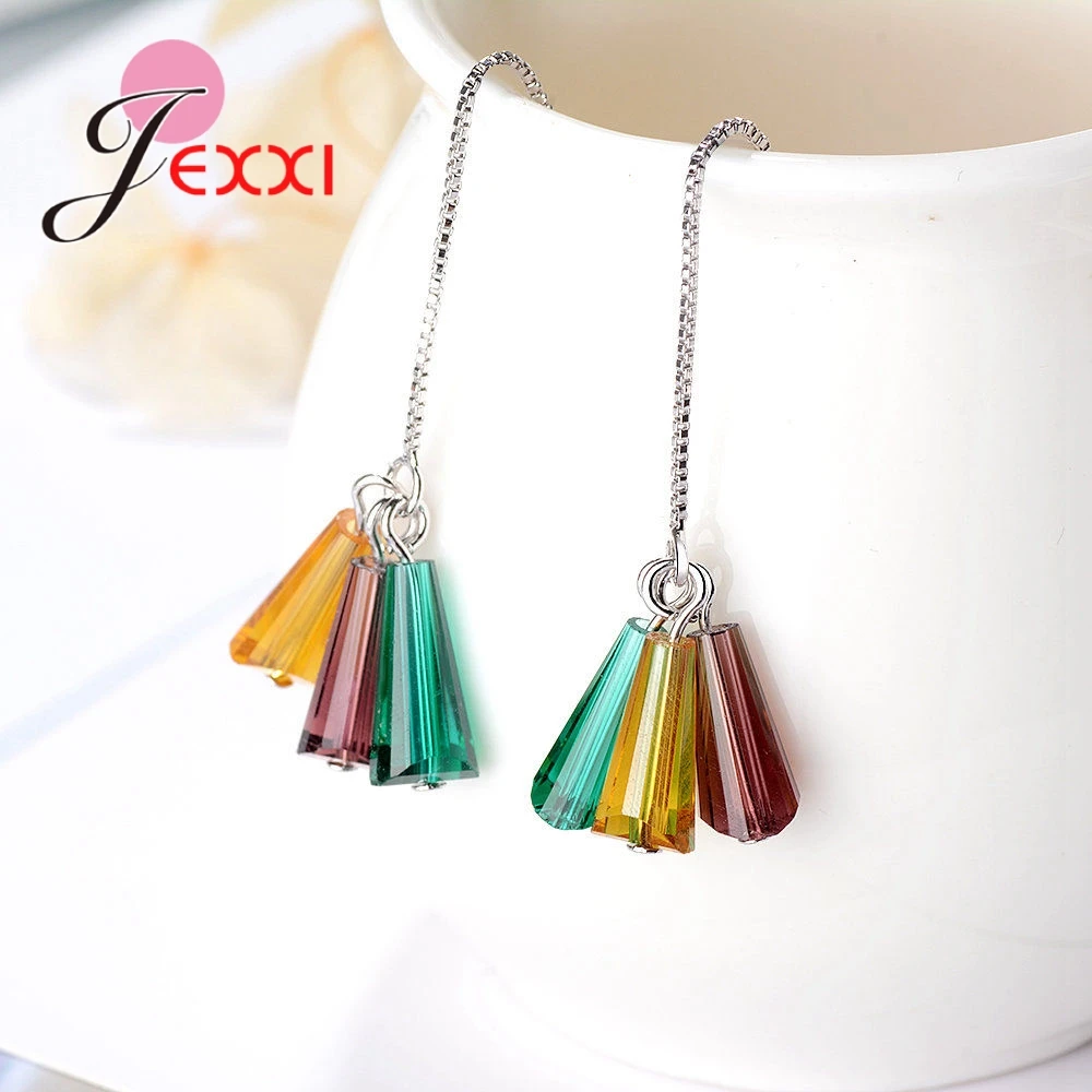 Long Drop Pure 925 Sterling Silver Long Thread Irregular Crystals Earrings For Women Wedding Bohemia Fashion Pendientes
Long Drop Pure 925 Sterling Silver Long Thread Irregular Crystals Earrings For Women Wedding Bohemia Fashion Pendientes