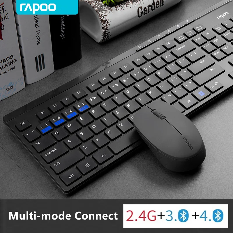 Новый Rapoo Multi-mode Бесшумная Беспроводная клавиатура мышь комбо Bluetooth 4 0/2 RF 3 0 г G