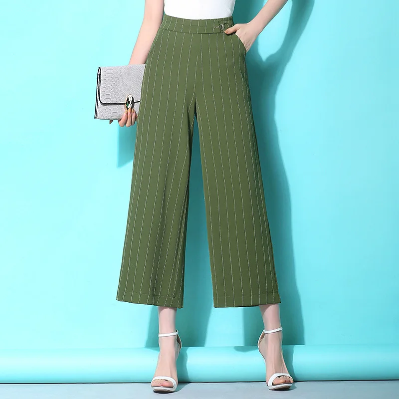 Summer pants women's black stripe wide leg pants 2018 summer new high waist nine points casual pants high waist trousers
Summer pants women's black stripe wide leg pants 2018 summer new high waist nine points casual pants high waist trousers
