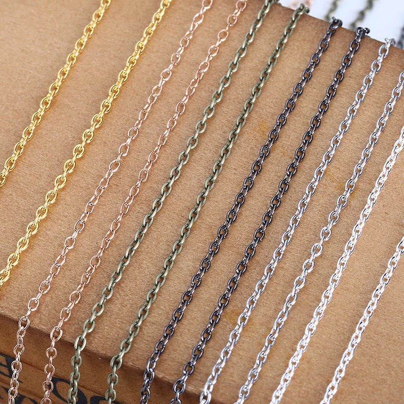 

ACLOVEX 10m/lot Width 2mm Metal Iron Rolo Link Chains Bulk Gold Silver Color Necklace Chain Bracelet Findings For Jewelry Making
