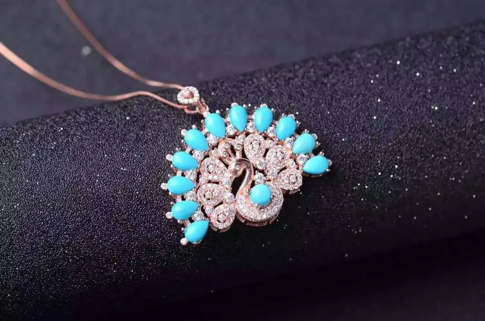 natural turquoise stone pendant S925 silver Natural gemstone Pendant Necklace trendy Peacock open screen women girl gift jewelry
natural turquoise stone pendant S925 silver Natural gemstone Pendant Necklace trendy Peacock open screen women girl gift jewelry