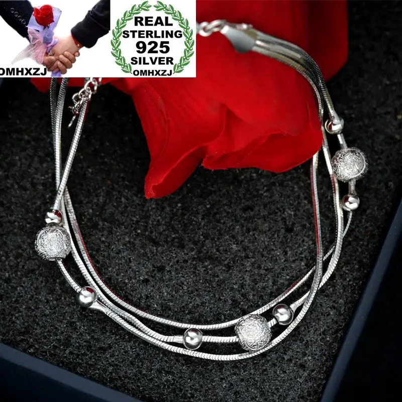 OMHXZJ Wholesale Personality Fashion OL Woman Girl Gift Silver Round Beads Three Lines Chain 925 Sterling Silver Bracelet BR24
OMHXZJ Wholesale Personality Fashion OL Woman Girl Gift Silver Round Beads Three Lines Chain 925 Sterling Silver Bracelet BR24