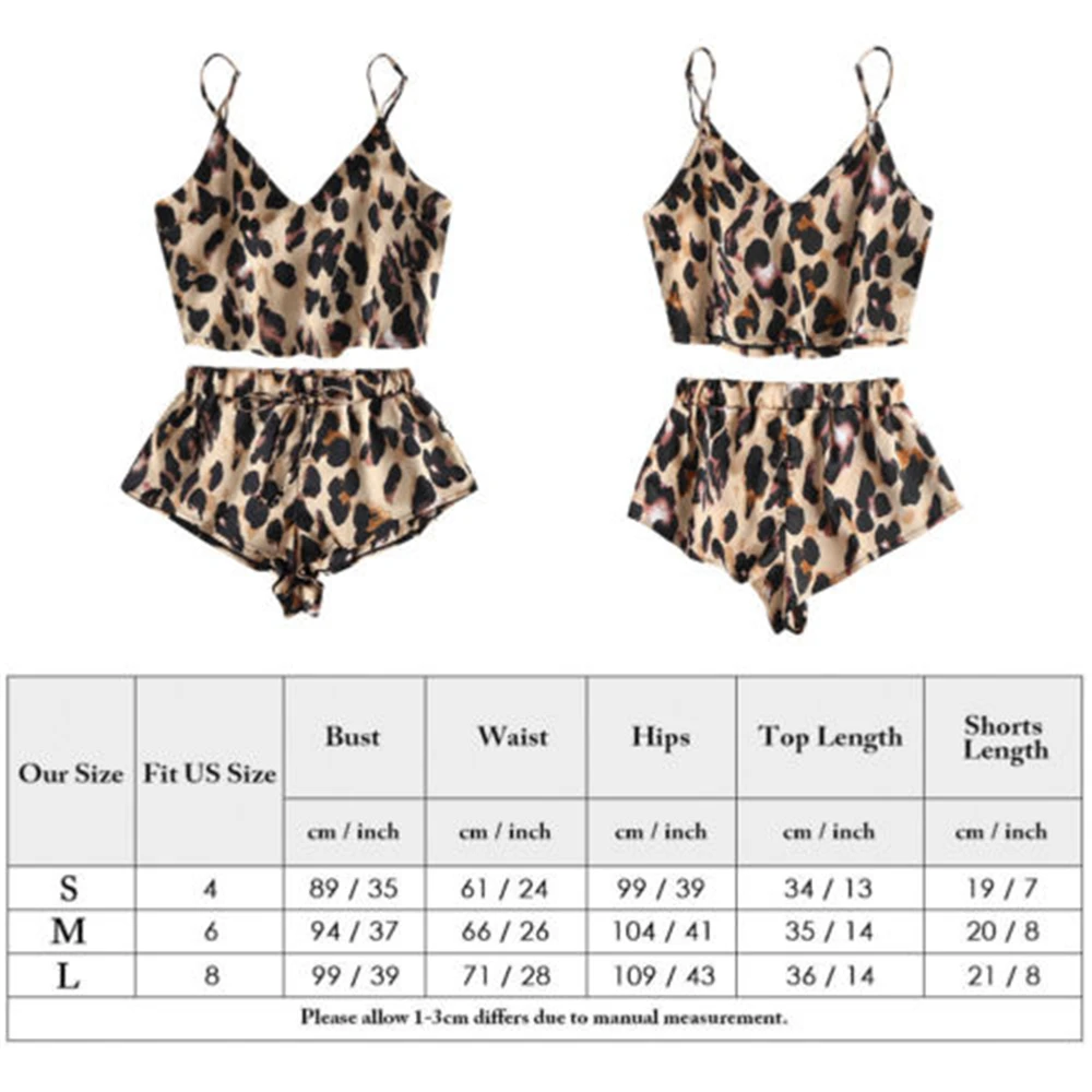 2PCS Sexy Set Summer Women Ladies Sleeveless sling Animal Leopard Print Satin Cami Top High Cut Shorts Pajama 2019 New
2PCS Sexy Set Summer Women Ladies Sleeveless sling Animal Leopard Print Satin Cami Top High Cut Shorts Pajama 2019 New