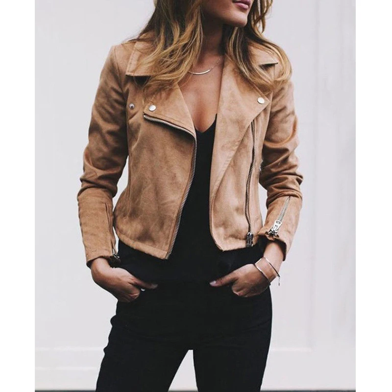 2018 New Women Jacket Coat PU Leather Zipper Long Sleeve Solid Slim Fashion Outwear Autumn 3 Style | Женская одежда