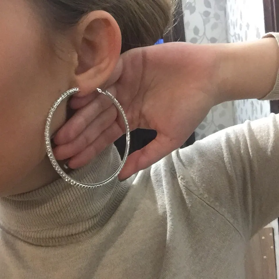 40mm-100mm Women Silver girl's Circle Paparazzi Basketball Wives Crystal Big Large Hoop Earring Rhinestone Jewelry
40mm-100mm Women Silver girl's Circle Paparazzi Basketball Wives Crystal Big Large Hoop Earring Rhinestone Jewelry