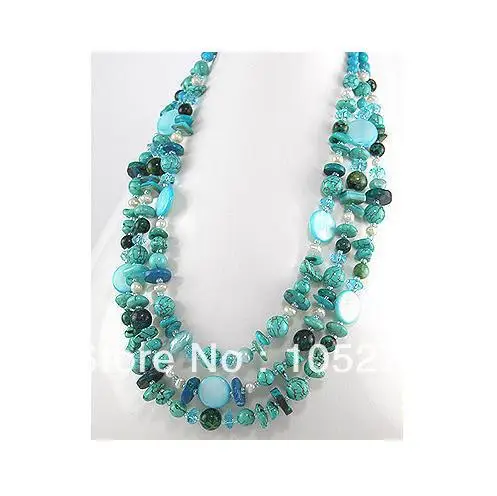 Charming Gem Stone Jewelry Set Blue Turquoise Crystal Shell Necklace 3 RowS Destination Wedding Jewellery 925 Silver Earrings
Charming Gem Stone Jewelry Set Blue Turquoise Crystal Shell Necklace 3 RowS Destination Wedding Jewellery 925 Silver Earrings