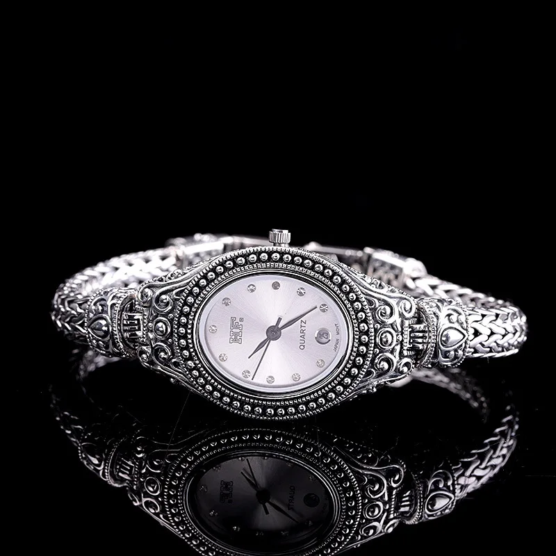 Manufacturers Direct S925 Sterling Silver Jewelry Retro Thai Silver Precision Jewelry Indonesian Style Women's Bracelet Watch
Manufacturers Direct S925 Sterling Silver Jewelry Retro Thai Silver Precision Jewelry Indonesian Style Women's Bracelet Watch