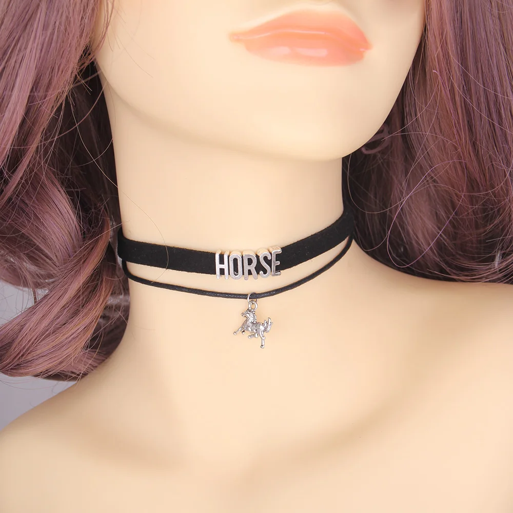 Fashion HORSE Women Choker Necklace horse Charm Pendant Velvet handmade Collar Jewelry for women Collares Mujer accessories
Fashion HORSE Women Choker Necklace horse Charm Pendant Velvet handmade Collar Jewelry for women Collares Mujer accessories