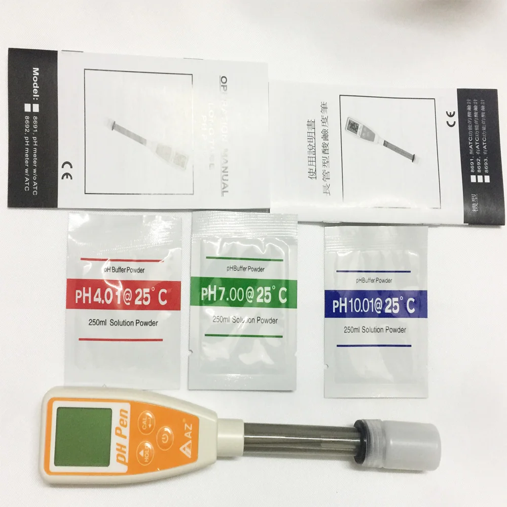 AZ8692 ph meter Water quality tester Pen type pH tester ATC temperature compensation function
AZ8692 ph meter Water quality tester Pen type pH tester ATC temperature compensation function