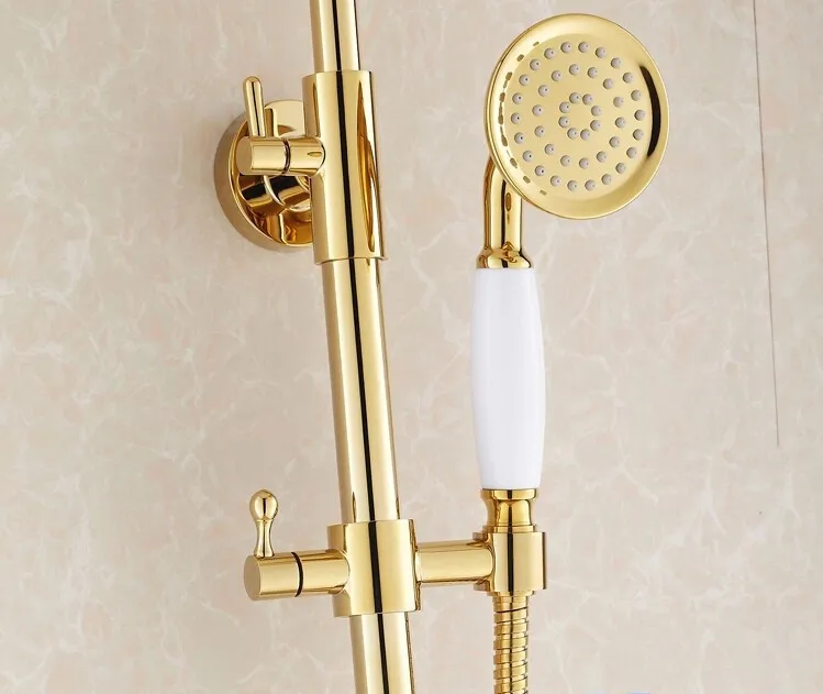 Rainfall Shower Faucet Brass Gold Finished Wall Mounted Shower Faucet Set Dual Hanlde Shower Faucet
Rainfall Shower Faucet Brass Gold Finished Wall Mounted Shower Faucet Set Dual Hanlde Shower Faucet
