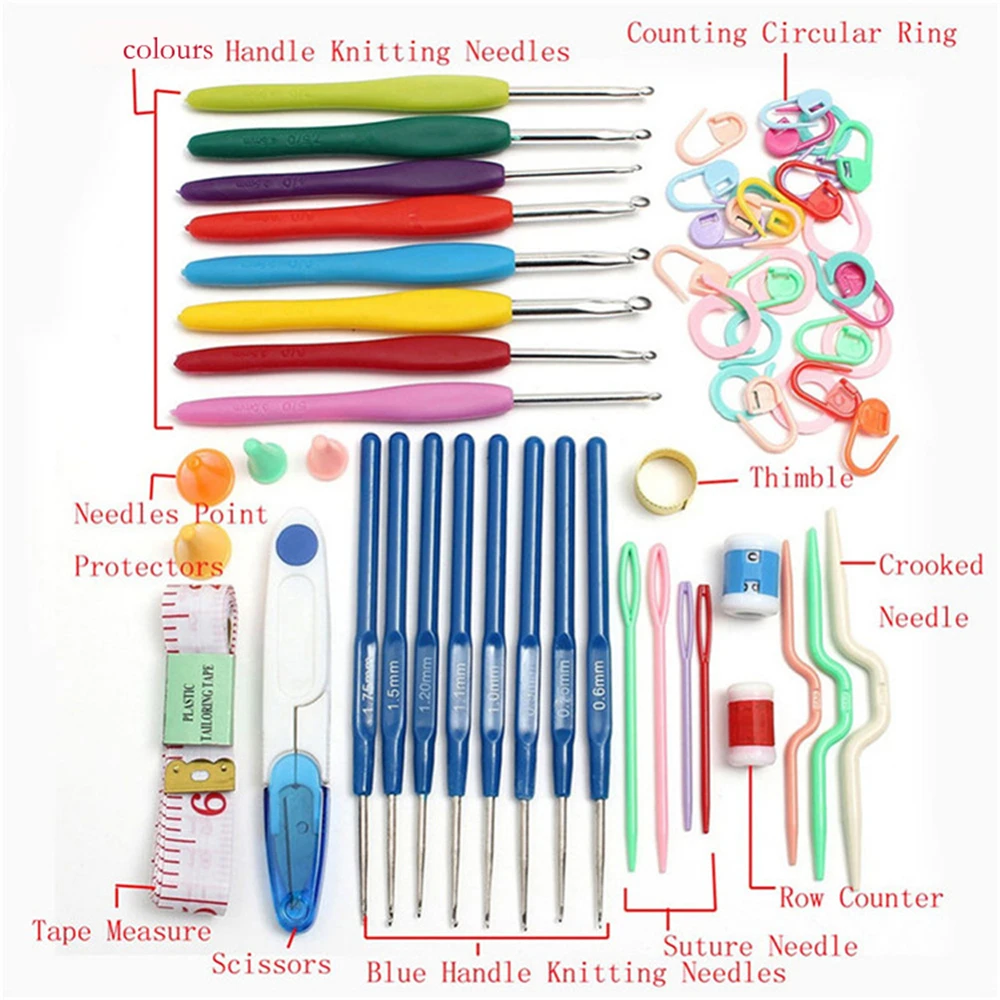 100 Sets 57 in 1 DIY 16 sizes Crochet Hooks Needles Stitches Knitting Craft Case Crochet Agulha Set Weaving Tools Sewing Tools
100 Sets 57 in 1 DIY 16 sizes Crochet Hooks Needles Stitches Knitting Craft Case Crochet Agulha Set Weaving Tools Sewing Tools