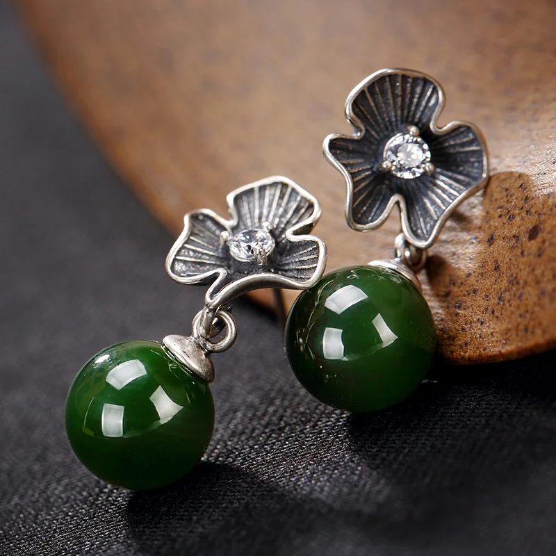LuYin S925 pure silver hetian jade inlay restoring ancient ways round pearl earrings eardrop wholesale high-grade joker
LuYin S925 pure silver hetian jade inlay restoring ancient ways round pearl earrings eardrop wholesale high-grade joker