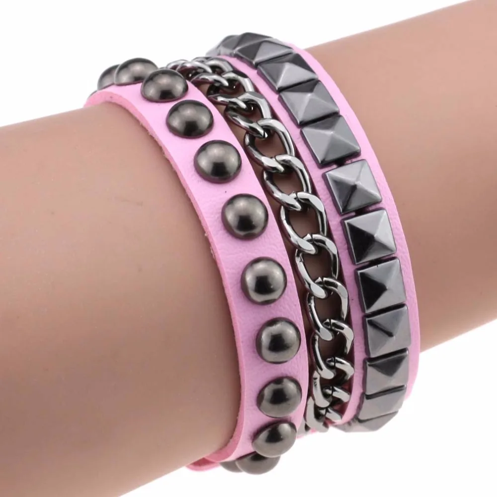 Multilayers Rock Spikes Rivet Chains Gothic Punk Wide Cuff Leather Bracelet Bangle 2019 Fashion Men Bracelets Jewelry pulseiras
Multilayers Rock Spikes Rivet Chains Gothic Punk Wide Cuff Leather Bracelet Bangle 2019 Fashion Men Bracelets Jewelry pulseiras