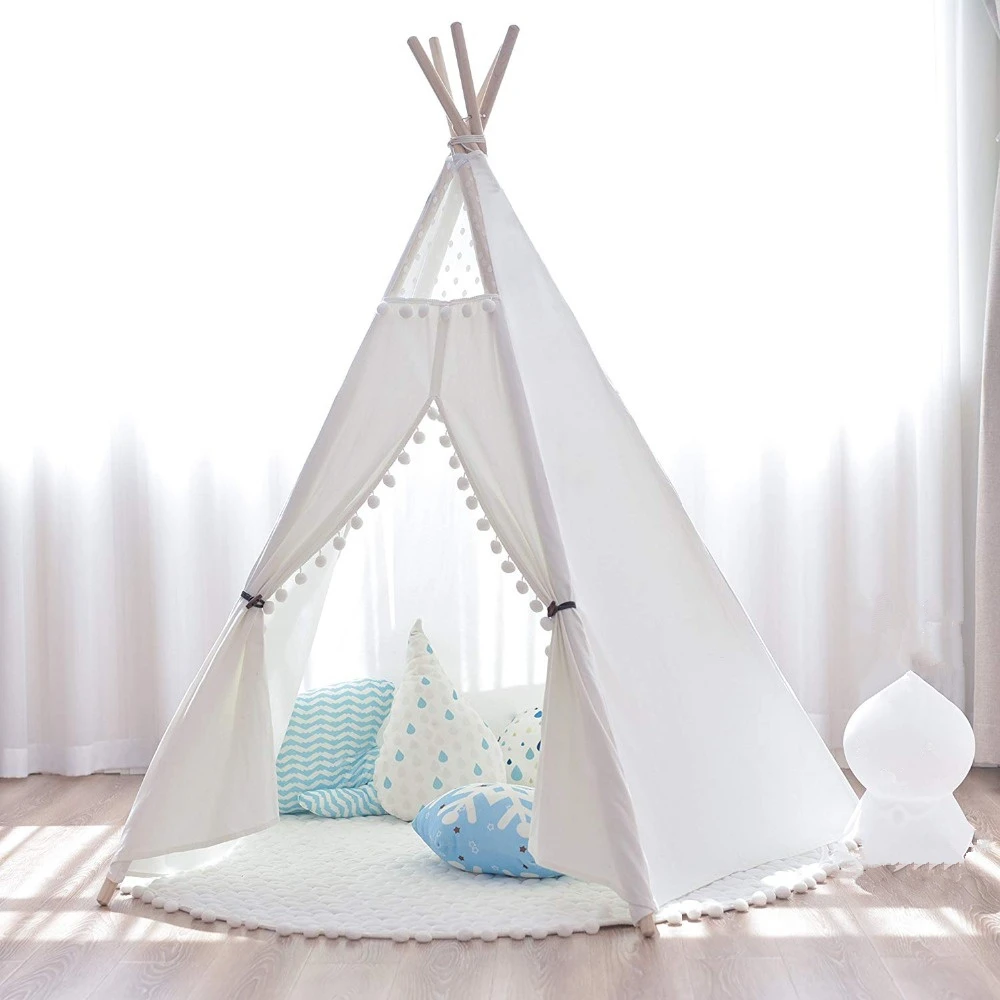 Large Canvas Teepee Tent Kids Teepee Tipi with Grey Pom Poms Indian Play Tent House Children Tipi Tee Pee Tent NO MAT ZP050
Large Canvas Teepee Tent Kids Teepee Tipi with Grey Pom Poms Indian Play Tent House Children Tipi Tee Pee Tent NO MAT ZP050