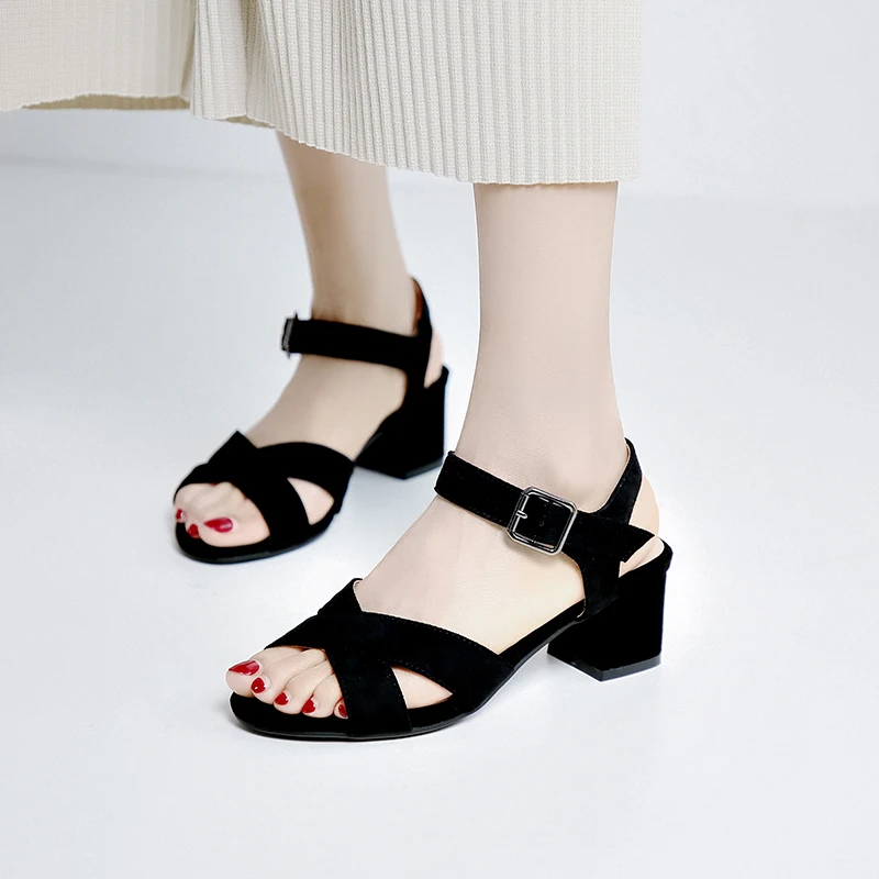 WETKISS High Heels Thick Sandals Women Summer Sandals Fashion Office Flock Shoes Female Cross Tied Shoes Ladies 2019 New Black
WETKISS High Heels Thick Sandals Women Summer Sandals Fashion Office Flock Shoes Female Cross Tied Shoes Ladies 2019 New Black