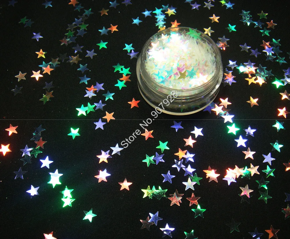 6mm Nail Glitter Star shape Iridescent White Color with colorful tint powder for acrylic nail, gel polish nail and make up
6mm Nail Glitter Star shape Iridescent White Color with colorful tint powder for acrylic nail, gel polish nail and make up