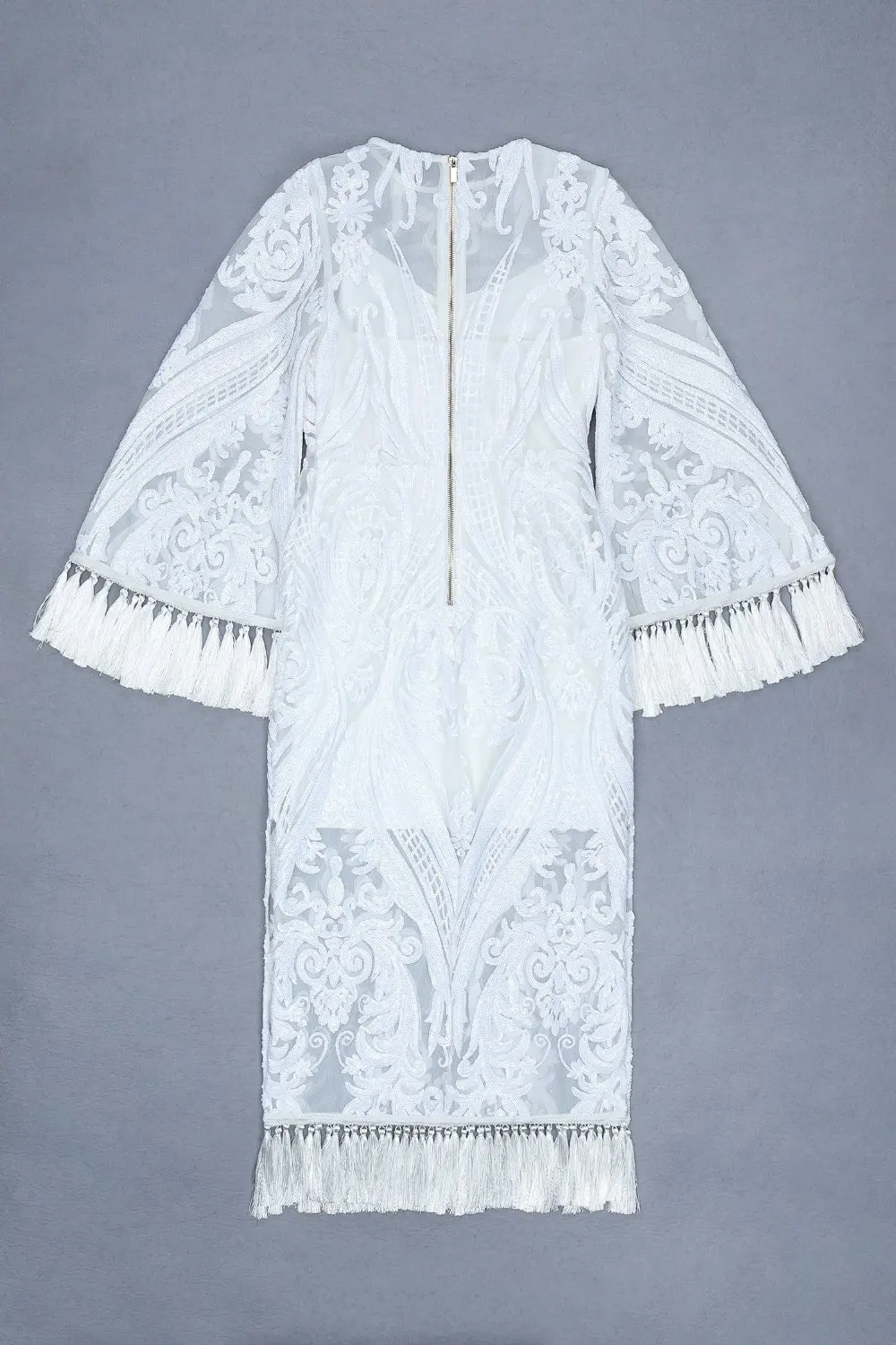 Top Quality Bandage Dress Long Flare Sleeve Night Club Fashion Celebrity Party Elegant White Lace Tassel Sexy Dresses Women
Top Quality Bandage Dress Long Flare Sleeve Night Club Fashion Celebrity Party Elegant White Lace Tassel Sexy Dresses Women