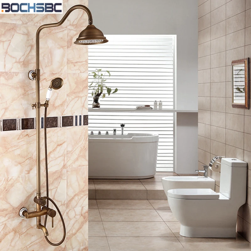 BOCHSBC Antique Brass Round Shower Sets with Rotatable Lifting Blue and White Porcelain Carved Rainfall Shower Head Wall Mounted
BOCHSBC Antique Brass Round Shower Sets with Rotatable Lifting Blue and White Porcelain Carved Rainfall Shower Head Wall Mounted