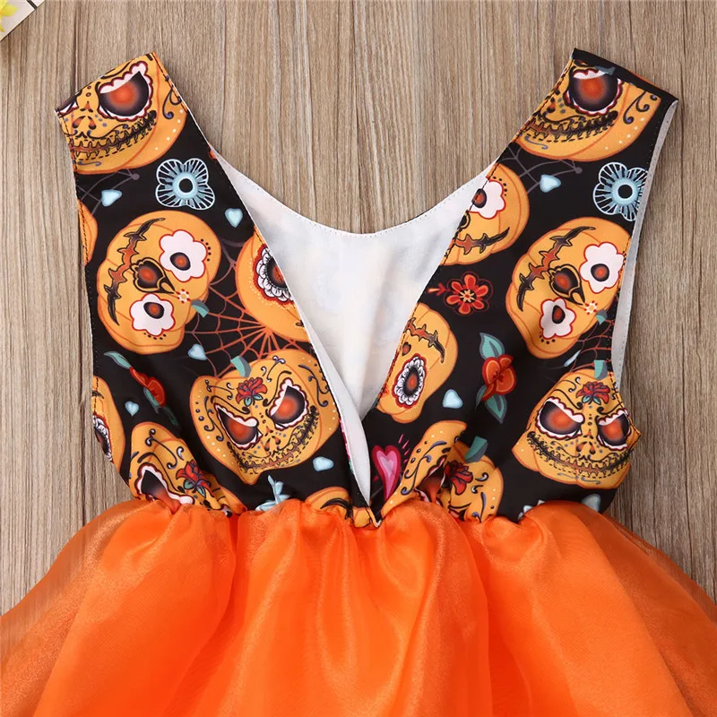 

Newborn Infant Baby Girls Clothes Pumpkin Print Bodysuit Jumpsuit Outfits Tutu Skirt Halloween Tulle Sunsuit Outfits Set 0-18M