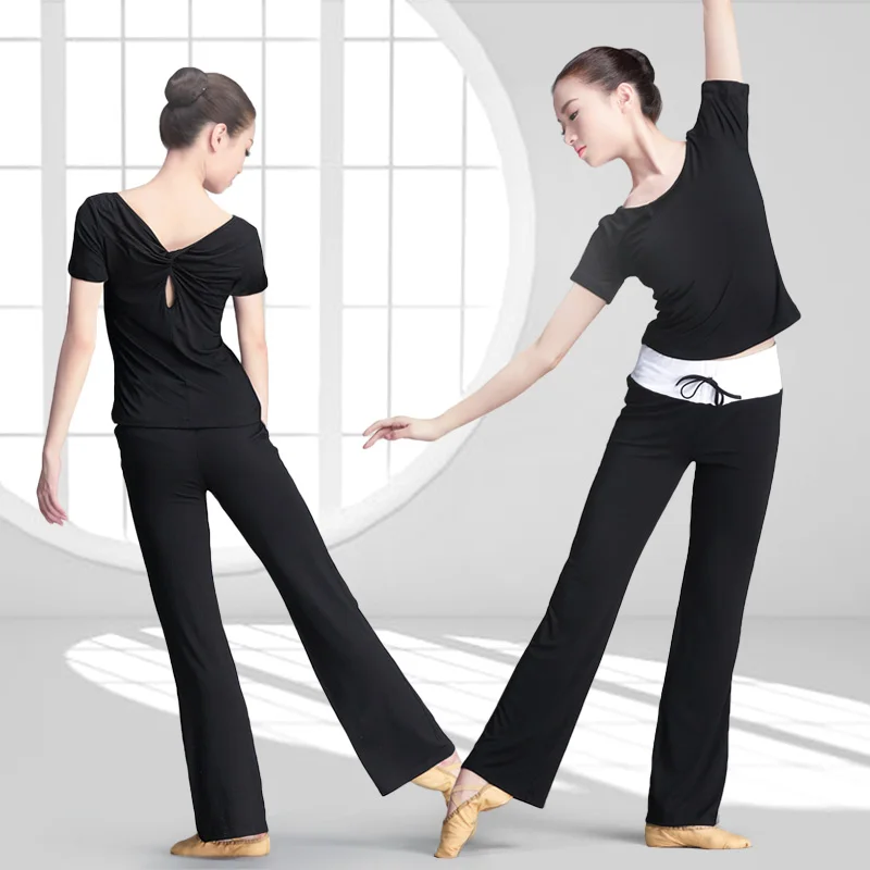 Adult Women Black Yoga Set Dance Yoga Pilates Sportswear Suit Fitness Clothing Solid Shirt Flare Pants With Elastic Band
Adult Women Black Yoga Set Dance Yoga Pilates Sportswear Suit Fitness Clothing Solid Shirt Flare Pants With Elastic Band