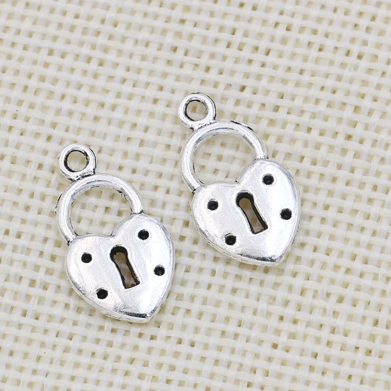 50pcs Antique Silver Plated Heart Lock Charms Pendants for Jewelry Making DIY Handmade Craft 20x11mm
50pcs Antique Silver Plated Heart Lock Charms Pendants for Jewelry Making DIY Handmade Craft 20x11mm