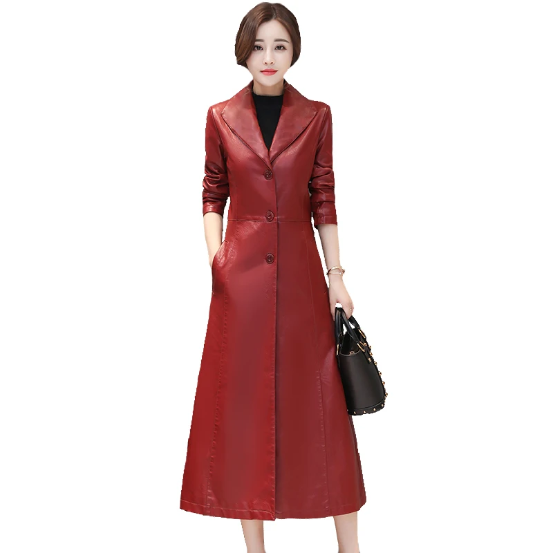 Spring Autumn Women Leather Jacket Fashion PU Leather Coats X-long Single Breasted Turn Down Collar Leather Jacket
Spring Autumn Women Leather Jacket Fashion PU Leather Coats X-long Single Breasted Turn Down Collar Leather Jacket