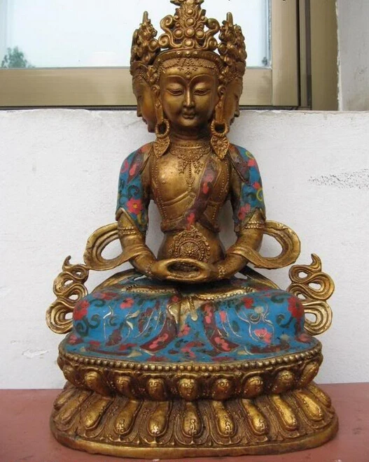 song voge gem S1152 16 Tibetan Temple Copper bronze cloisonne four faced measureless buddha Statue
song voge gem S1152 16 Tibetan Temple Copper bronze cloisonne four faced measureless buddha Statue