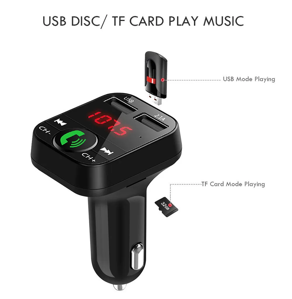 Автомобильный беспроводной Bluetooth 4 1 FM-передатчик светодиодный MP3-плеер USB