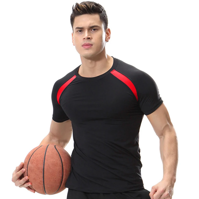 Quick Dry Breathable Men's Running T-shirts 2019 NEW Gym Fitness Shirts Men Patchwork Sports Tshirt Fit Jogging Sportswear | Спорт и