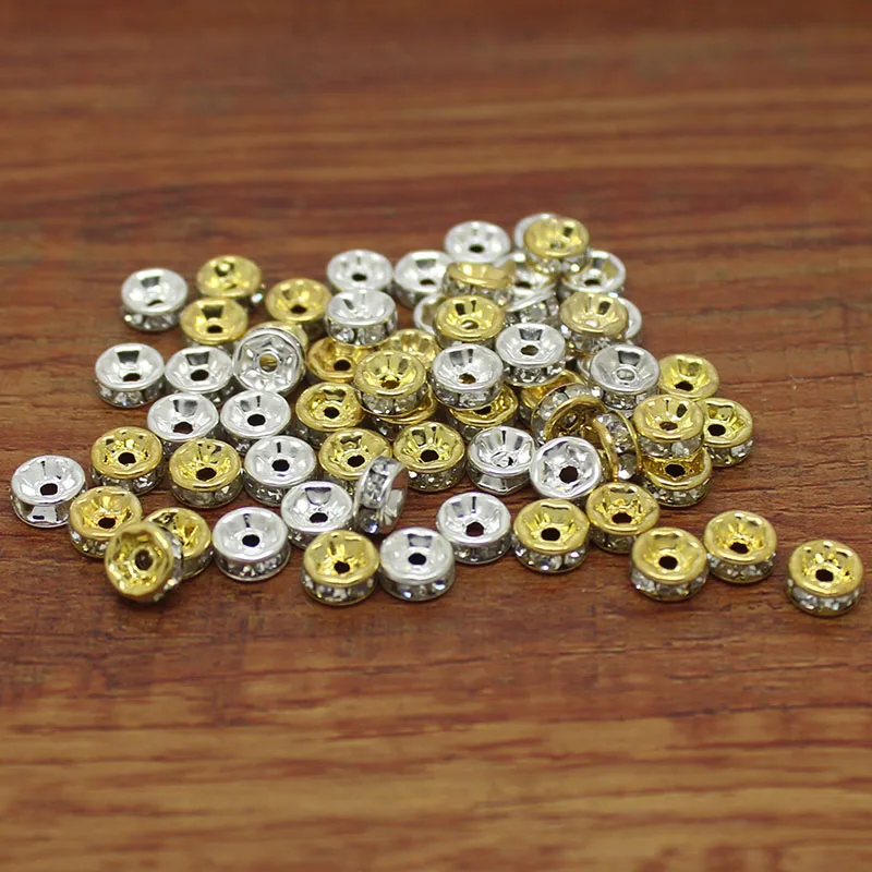 1000pcs/lot Gold Silver Color Crystal Rondelle Spacer Beads Size 6 8 10mm DIY Jewelry Fittings Bracelets Accessories
1000pcs/lot Gold Silver Color Crystal Rondelle Spacer Beads Size 6 8 10mm DIY Jewelry Fittings Bracelets Accessories