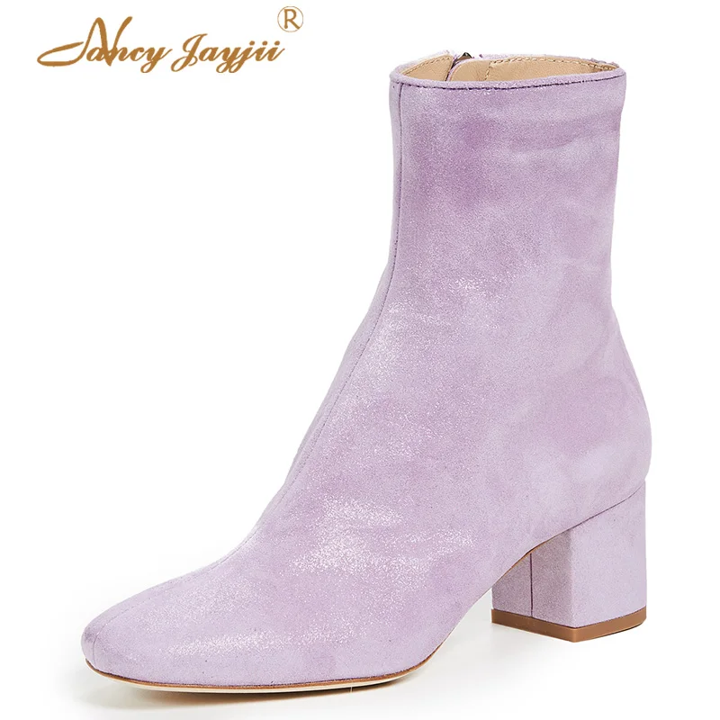 Nancyjayjii Purple Leather Classic Women’S Ankle Boots Round Toe High Square Heel Short Booties For Female Winter Zipper Shoes
Nancyjayjii Purple Leather Classic Women’S Ankle Boots Round Toe High Square Heel Short Booties For Female Winter Zipper Shoes