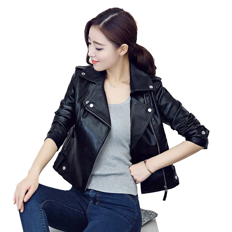 New Leather Garment Woman's Short Pu Leather Jacket Small Coat For Large Size Slim Locomotive
New Leather Garment Woman's Short Pu Leather Jacket Small Coat For Large Size Slim Locomotive