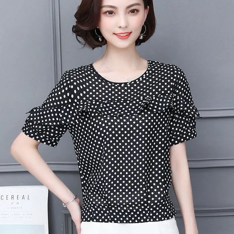 New Womens Tops Fashion 2018 Summer Chiffon Blouse Mujer Short Sleeve Ruffle Shirt Women Blouses Polka Dot Blusas Femme Shirts
New Womens Tops Fashion 2018 Summer Chiffon Blouse Mujer Short Sleeve Ruffle Shirt Women Blouses Polka Dot Blusas Femme Shirts