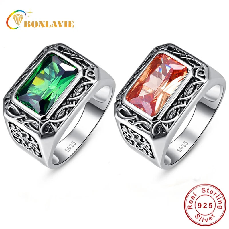 BONLAVIE 100% Pure 925 Sterling Silver Ring Vintage Men's Morganite Antique Square Nano Russian Emerald Rings Fine Jewelry Gift
BONLAVIE 100% Pure 925 Sterling Silver Ring Vintage Men's Morganite Antique Square Nano Russian Emerald Rings Fine Jewelry Gift