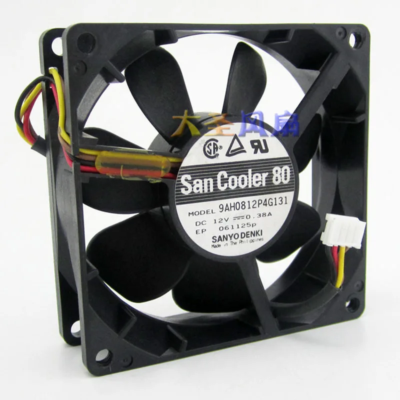 Original Sanyo 8025 9AH0812P4G131 8cm 12V 0.38A 4 wire cooling fan