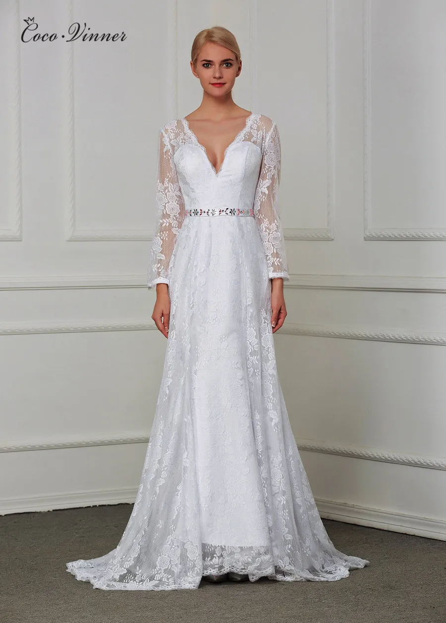 Illusion Back Sexy Deep V neck Vintage Lace Mermaid Wedding Dress Long Sleeve Beaded Belt Plus Size Bridal Dresses W0206
Illusion Back Sexy Deep V neck Vintage Lace Mermaid Wedding Dress Long Sleeve Beaded Belt Plus Size Bridal Dresses W0206