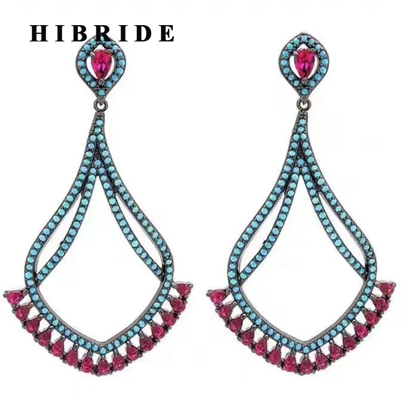 HIBRIDE Hot Bohemian Style Multicolor Cubic Zircon Pendant Women Statement Earrings Black Gun Plated Female Jewelry 2017 E-441
HIBRIDE Hot Bohemian Style Multicolor Cubic Zircon Pendant Women Statement Earrings Black Gun Plated Female Jewelry 2017 E-441